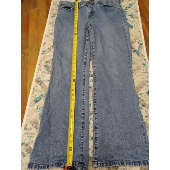 LRL Ralph Lauren Jeans Womens 14P Petite Mid Rise Bootcut Stone Wash Blue Denim - Picture 3 of 11